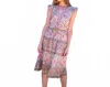 Bell Audrina Midi Dress In Mint And Pink Floral In Pink