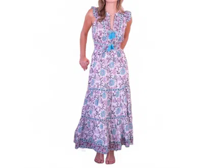 Bell Lola Maxi Dress With Belt In Light Turq Purple Floral In Multi