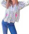Bell Macey Top In Green/turquoise Border Stripe In Multi