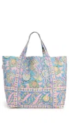 Bell Medium Beach Bag Blue Yellow Print