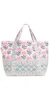 Bell Medium Beach Bag Fuschia Navy Flower In Multi