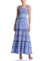 Bell Natalia Tiered Maxi Dress In Blue/pink Print