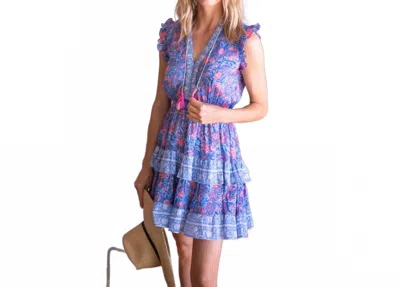 Bell Olivia Mini Dress In Blue Pink Print