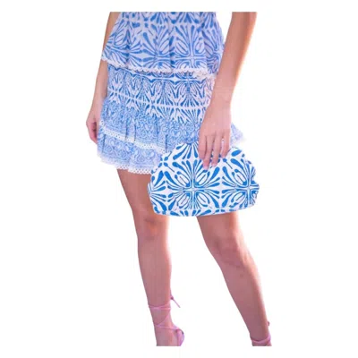 Bell Quilted Clamshell Clutch In Blue Psychedelic In Multi