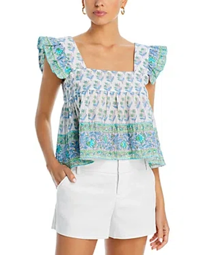 Bell Rey Embroidered Top In Medium Green