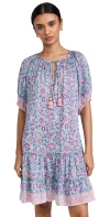 Bell Romi Flounce Dress Teal Purple Print In Teal Purple Print