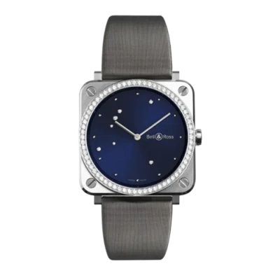 Pre-owned Bell & Ross Br S Blue Diamond Eagle Stainless Steel Quartz Watch Brs-ea-st-lgd/s