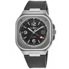 Bell & Ross Br 05 Gmt Automatic Black Dial Rubber Strap Men's Watch Br05g-bl-st/srb In Black