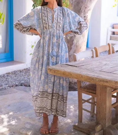 Bell Sylvie Maxi Dress In Blue/brown Print In Multi