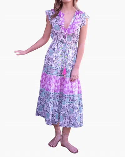 Bell Sylvie Midi Dress In Mixed Prints In Blue