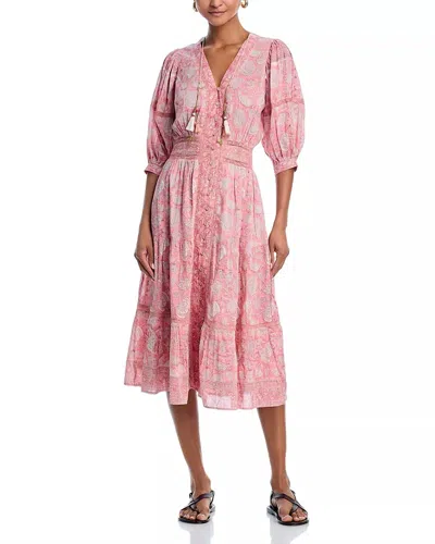 Bell Women's Ann Midi Dress In Peach Print In Pink