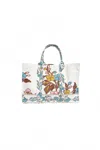 Bell Women's Canvas Tote Bag In Turquoise/yellow