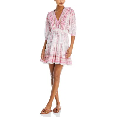 Bell Rain Printed Puff Sleeve Mini Dress In Light/past