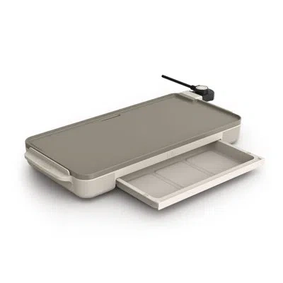 Bella 10 X 20 In Griddle With Warming Tray, Oatmilk In Gray