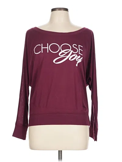 Pre-owned Bella 3/4 Sleeve T-shirt In Burgundy