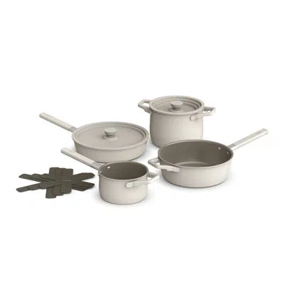 Bella 9 Piece Store More Cookware Set In Oatmilk
