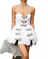 Bella Barnett Esther Diamante Bowknots Mini Dress In White In White