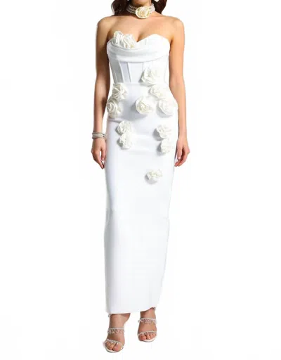 Bella Barnett Rebecca Flower Bandage Maxi Dress In White