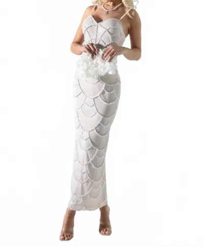 Bella Barnett Teresa Pearl Sequin Midi Dress In White