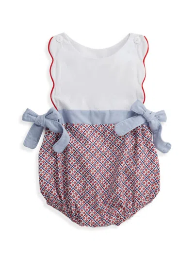 Bella Bliss Baby Girl's Scalloped Bow-accented Bubble Romper In Bayview Floral