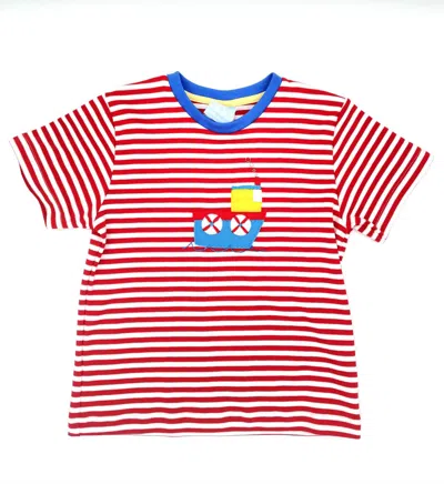 Bella Bliss Kid's Applique Pima Tee In Red/white/blue