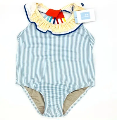 Bella Bliss Kid's Lainey Bathing Suit In Blue Stripe