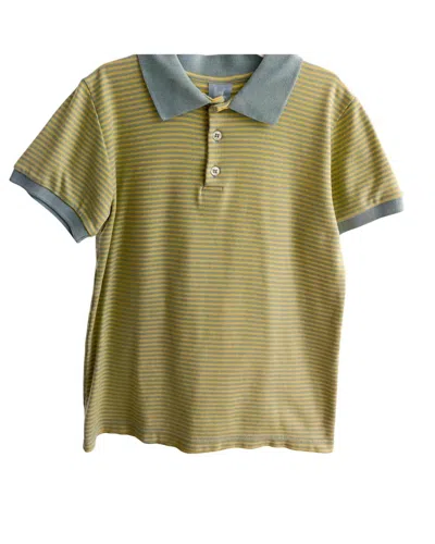 Bella Bliss Kid's Striped Polo Shirt In Yellow/blue In Green
