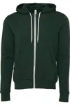Bella+canvas Canvas Unisex Zip-up Polycotton Fleece Hooded Sweatshirt / Hoodie In Green