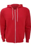 Bella+canvas Canvas Unisex Zip-up Polycotton Fleece Hooded Sweatshirt / Hoodie In Red