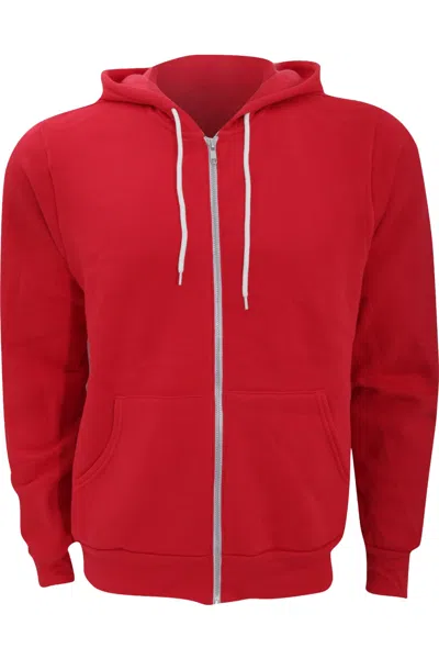 Bella+canvas Canvas Unisex Zip-up Polycotton Fleece Hooded Sweatshirt / Hoodie In Red