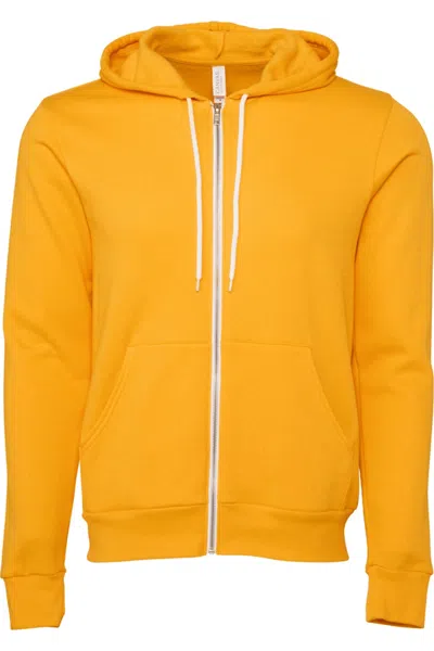 Bella+canvas Canvas Unisex Zip-up Polycotton Fleece Hooded Sweatshirt / Hoodie In Yellow