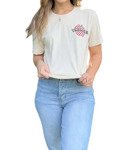 Bella+canvas Checkered Apple Teacher Tee In White