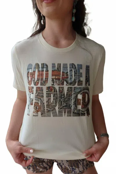 Bella+canvas God Made A Farmer Graphic Tee In White In Neutral