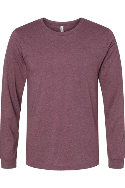 Bella+canvas Heather Cvc Long Sleeve Tee In Red