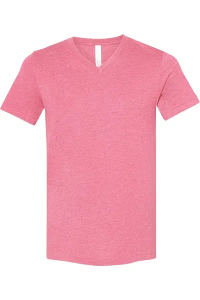 Bella+canvas Heather Cvc V-neck Tee In Pink