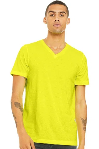 Bella+canvas Heather Cvc V-neck Tee In Yellow
