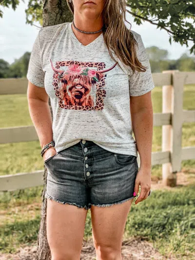 Bella+canvas Highlander Leopard Tee In White Marble In Multi