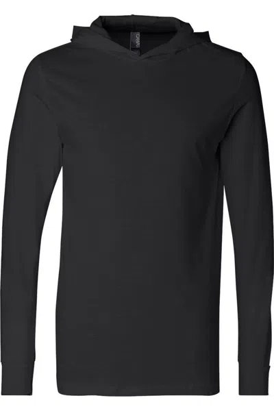 Bella+canvas Jersey Hooded Long Sleeve Tee In Black