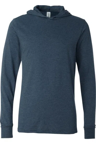 Bella+canvas Jersey Hooded Long Sleeve Tee In Blue