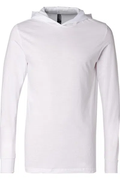 Bella+canvas Jersey Hooded Long Sleeve Tee In White