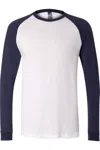 Bella+canvas Long Sleeve Jersey Baseball Tee In White
