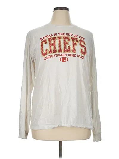 Pre-owned Bella+canvas Long Sleeve Top Silver Crew Neck Tops