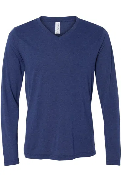 Bella+canvas Long Sleeve V-neck Tee In Blue