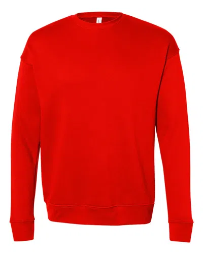 Bella+canvas Men's Sponge Fleece Drop Shoulder Crewneck Sweatshirt In Red