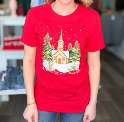 Bella+canvas O Come Let Us Adore Him Tee In Red