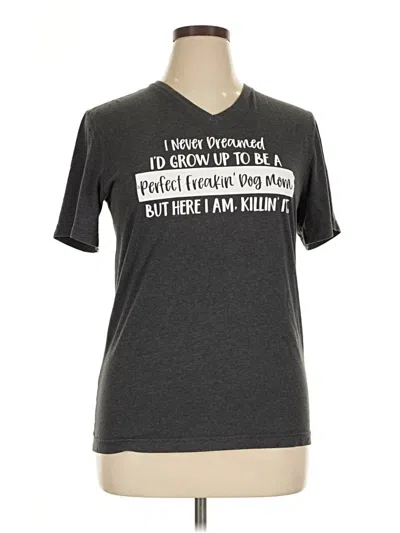 Pre-owned Bella+canvas Short Sleeve Top Gray V-neck Tops
