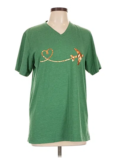 Pre-owned Bella+canvas Short Sleeve Top Green V-neck Tops