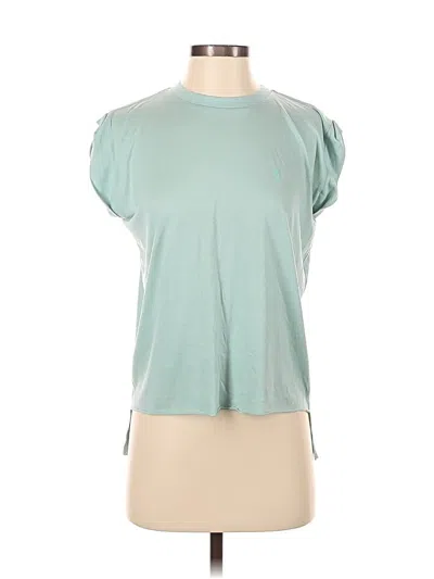 Pre-owned Bella+canvas Short Sleeve Top Teal Keyhole Neckline Tops In Blue