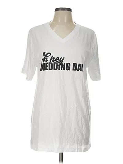 Pre-owned Bella+canvas Short Sleeve Top White V-neck Tops