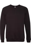 Bella+canvas Sponge Fleece Raglan Crewneck Sweatshirt In Black